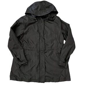 A New Day Women’s Lightweight Hooded Raincoat Size XL Black Lined Pockets
